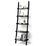 Costway Ladder Shelf 5-TIER Plant Stand Wall-leaning Bookcase Display Rack Black. Fixed Price $64.99.
