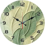 Green Leaf Pattern Wooden Silent Wall Clock No Battery Holiday Home Decors. Fixed Price $18.79.