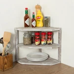 Mygift 3 Tier Rustic Whitewashed Brown Wood Kitchen Counter Top Corner Shelf. Fixed Price $43.99.