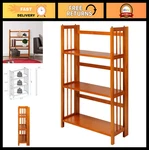 3-SHELF Folding Stackable Bookcase Honey Oak, Space-saving Storage Solution. Fixed Price $111.99.