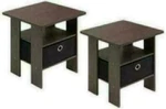 Furinno End Table Bedroom Night Stand, Petite, Dark Brown, Set Of 2. Fixed Price $64.78.