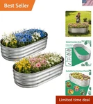 Ergonomic Oval Galvanized Garden Bed - Fast Assemble 2 Pack For Easy Planting. Fixed Price $78.13.