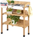 Outdoor Garden Potting Bench Table Wooden Horticulture Planting Worstation W/met. Fixed Price $89.86.