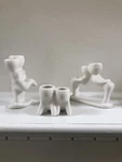 Set 3 Off White Contemporary Two People Air Planters. Fixed Price $16.99.