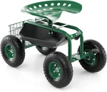 4-WHEEL Rolling Garden Cart Work With 360 Swivel & Height Adjustable Seat,. Fixed Price $142.34.