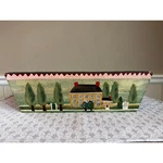 Hand Painted Folk Art Wooden Colonial House Planter Box Primitive Country Decor. Fixed Price $36.00.