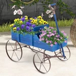 Rustic Blue Wooden Wagon Garden Planter Indoor Outdoor Patio Yard Home Art Decor. Fixed Price $49.98.