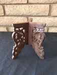 Vtg Wood Plant Stand Brown Hand Carved Leaf Design Folding Decor Holder Boho 6". Fixed Price $9.95.