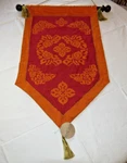 New Creative Exotic Market Wall Banner Flag With Wood Pole Orange Red Rare Nwt. Fixed Price $25.49.