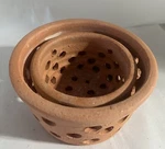Two Nesting Hand Made Terra-cotta 5 6" Orchid Dots" Rustic Pots. Fixed Price $39.95.