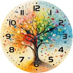 Colorful Tree Wall Clock Wooden Silent No Battery Holiday Home Decors. Fixed Price $22.55.