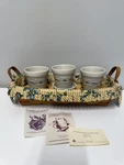 1996 Longaberger Flower Basket Wood Stand Riser 3 Pots Saucer Green. Fixed Price $45.99.