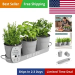 Indoor Herb Garden Planter Set With Tray, Metal Windowsill Pots Dr.... Fixed Price $34.97.