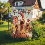 Funny Chicken Garden Flag: Rude F-caw-f Farmhouse Yard Decor, Screaming Birds. Fixed Price $18.98.