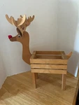 Reindeer Christmas Flower Basket Planter Wood Box. Fixed Price $5.00.