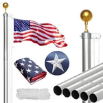 Heavy Duty Flag Pole -13 Gauge 25FT Silver With Embroidered National. Fixed Price $155.91.