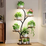 Bacekoll Plant Stand Indoor With Grow Lights, 7 Tiered Rustic Brown + Black. Fixed Price $127.06.