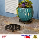 Steel Plant Caddy 2 Pack 15" Rolling Stand With Locking Wheels Heavy Duty. Fixed Price $57.70.