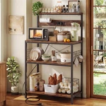 Brown Kitchen Bakers Rack With Power Outlet & Adjustable Storage Shelves. Fixed Price $116.99.