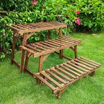 3-TIER Ladder Wood Plant Stand Step Flower Shelf Large Bench Potted Storage. Fixed Price $30.95.