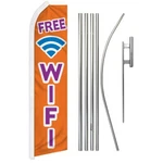 "free Wifi" Advertising Super Flag & Pole Kit Internet. Fixed Price $72.05.