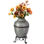 Vintiquewise Rustic Galvanized Barrel Planter Pot With Metal Stand Farmhouse. Fixed Price $48.24.