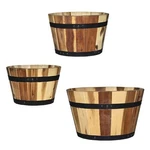 Classic Home And Garden Wood Barrel Planters, Acacia, Assorted Sizes (set Of 3). Fixed Price $84.26.