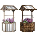 Outsunny Wooden Wishing Well Planter With Galvanized Canopy. Fixed Price $87.99.