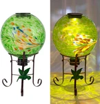 Solar Glass Gazing Ball & Metal Stand Set For Garden Decoration, 10" Green. Fixed Price $89.99.