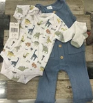 Infant Zoey And Miles Modern Baby Goods Bodysuit Set With Socks Size 3-6. Fixed Price $11.20.