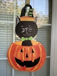 Door Decor Better Than Wreath Halloween Black Cat & Pumpkin New Studio Tb. Fixed Price $39.00.