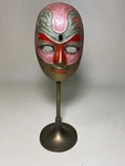 Vintage Cloisonne Solid Brass Enameled Face Mask Stand, Venetian Rare 8". Fixed Price $44.99.