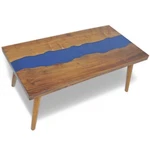 Vidaxl Coffee Table, Solid Teak Wood, 39.4''X19.7''X15.8'', Brown And Blue. Fixed Price $276.99.