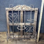 Vintage Rustic Wall Hanging Planter Wood Frame Wrought Iron 3 Pots Pier 1 Farm. Fixed Price $120.00.