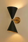 Personalized Modern Black Cone Wall Sconce, Brass Accent Up Down Light Fixture. Fixed Price $242.25.