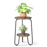 2 Tier Wood Plant Indoor, Small Round Flower Pot Stand, 19.6" Tall Sing.. Fixed Price $28.82.