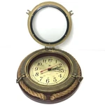 Bey Berk Brass Nautical Porthole Clock W/ Fisherman's Rope Wooden Base *. Fixed Price $72.25.
