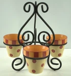 Southern Living At Home Gail Pittman Siena 3 Flower Pots & Black Metal Stand. Fixed Price $49.95.