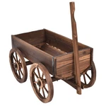 Costway Wood Wagon Planter Pot Stand With Wheels - Color: Natural. Fixed Price $183.49.
