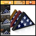 "wall Mount Glass Front Flag Display Case For X 9.5' Burial - Black Wood. Fixed Price $76.99.