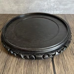 Vintage 8.5 Round Asian Oriental Brown Wood Plant Jar Vase Stand Display Base. Fixed Price $31.50.