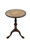 Antique Fine Arts Furniture Mahogany Leather Top Pedestal Table Plant Stand 21". Fixed Price $210.90.