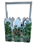 White Picket Fence Wooden Box Planter Painted Napkin Holder Signed By Artist. Fixed Price $34.99.