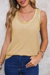 Peacock Blue Contrast Trim Round Neck Tank Top. Fixed Price $20.64.