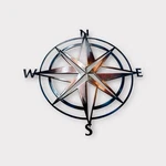 Nautical Compass Rose - Metal Wall Art Copper Blue 18" X. Fixed Price $48.98.