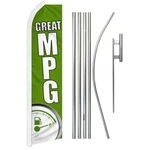 "great Mpg" Advertising Super Flag & Pole Kit Auto Miles Gallon Car. Fixed Price $58.52.