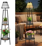 2-TIER Solar Stand & Light Modern Outdoor Lantern Planter (2 Pack). Fixed Price $126.99.