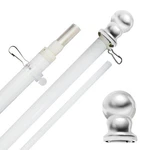 6FT Spinning Flag Pole - White & Silver Topper Outdoor Wall Hanging Ta.... Fixed Price $33.25.