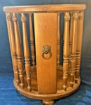 Vintage Butler Co Wood Accent Table 706 Plant Stand Wastebasket Metal Lion Knob. Fixed Price $145.00.