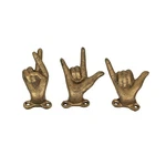 Zeckos Set Of 3 Antique Gold Cast Iron Hand Gesture Wall Hooks. Fixed Price $49.99.